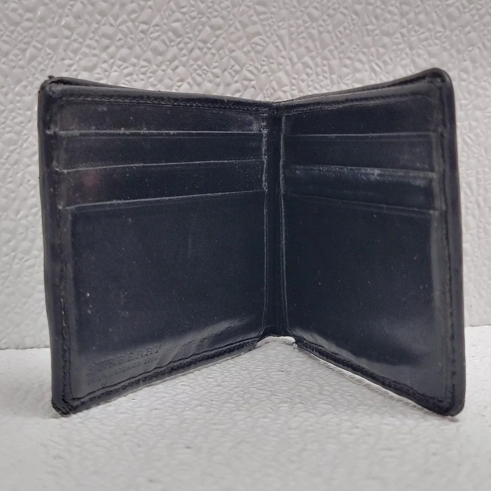 Burberry Black Bi-Fold Wallet Leather & Canvas